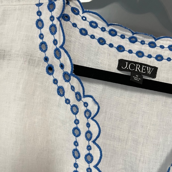 J Crew Linen Top White Eyelet Embroidered - Picture 5 of 7